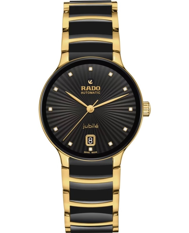 Rado Centrix Automatic Diamonds Black Dial Two-Tone Ceramic & Stainless Steel Women's Watch R30032742