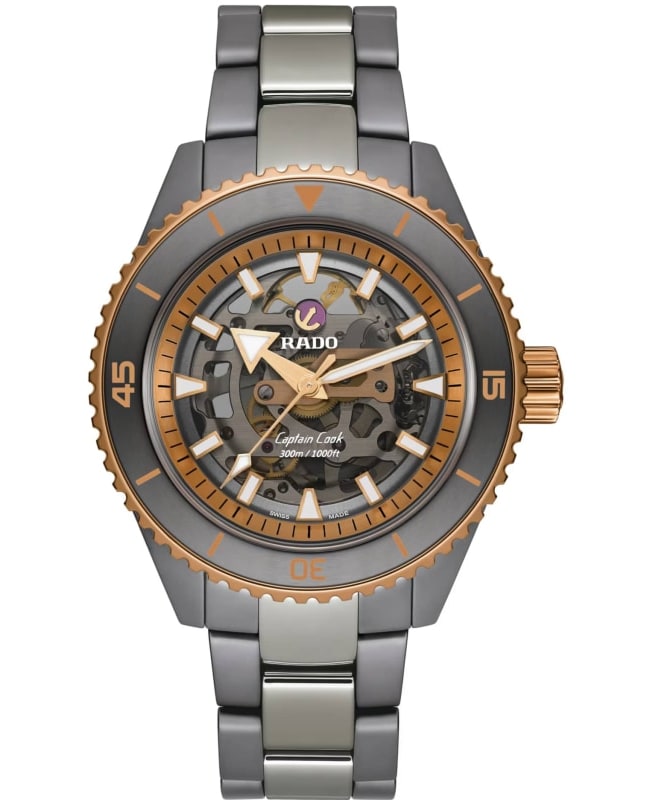 Rado Men's Swiss Automatic Captain Cook Skeleton Gray High-Tech Ceramic & Titanium Bracelet Watch 43mm - Grey