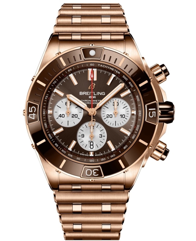 Breitling Super Chronomat B01 44 Chronograph Brown Dial 18k Rose Gold Men's Watch RB0136E31Q1R1