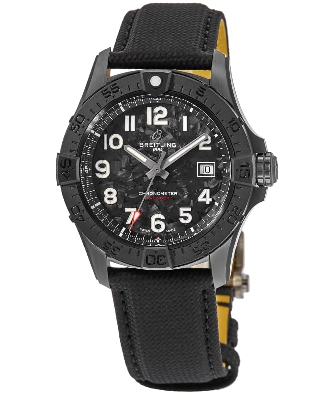 Breitling Avenger Automatic 42 Night Mission Black Dial Leather Strap Men's Watch S17328101B1X1