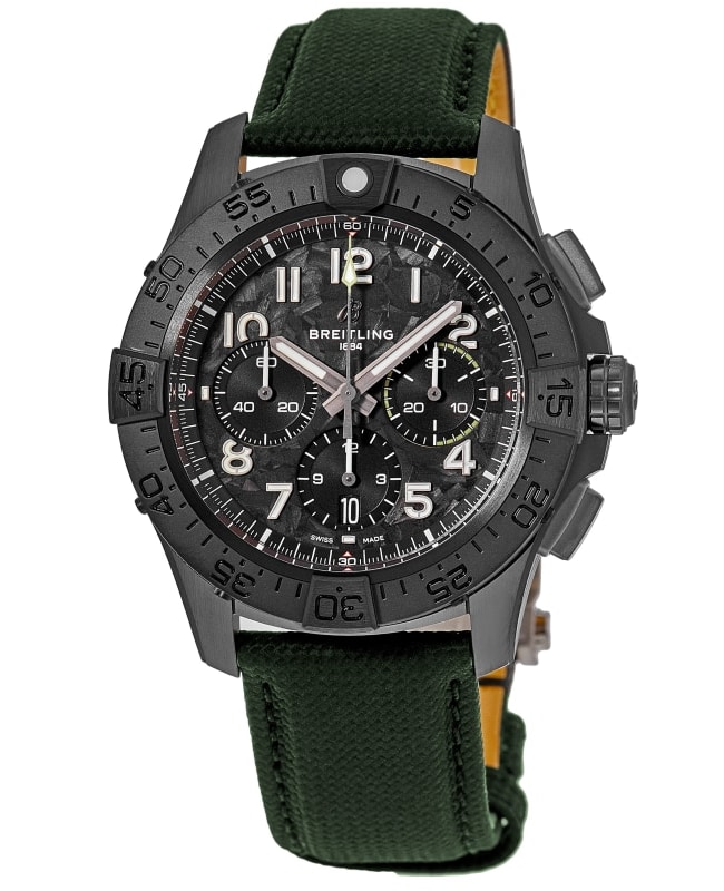Breitling Avenger B01 Chronograph 46 Night Mission Automatic Black Dial Leather Strap Men's Watch SB0148101B1X1