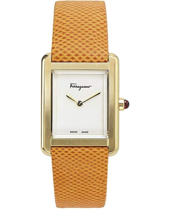 Salvatore Ferragamo Portrait Lady White Dial Orange Leather Strap