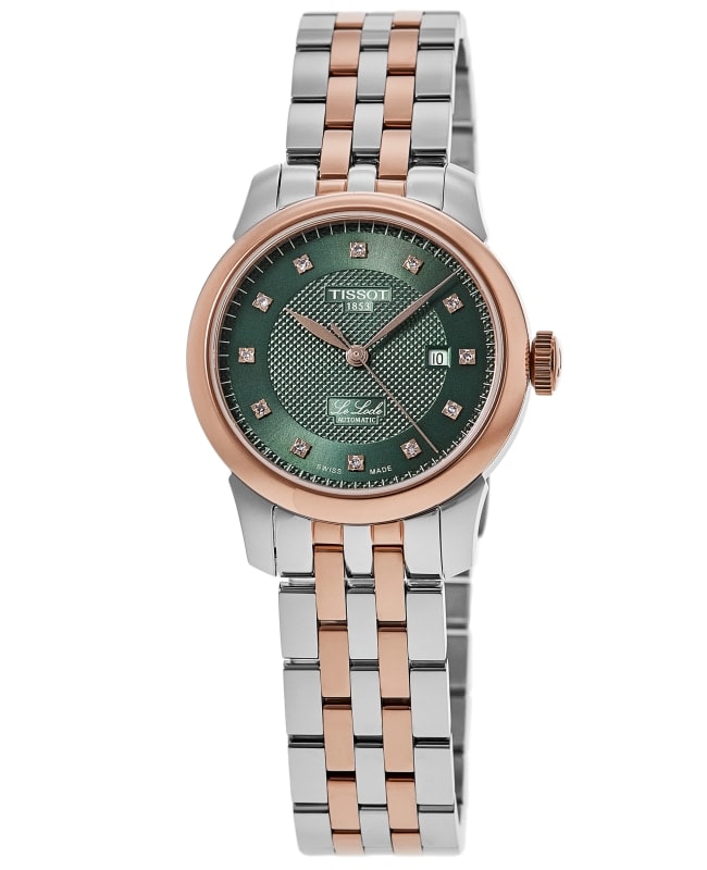 Tissot Le Locle Automatic Green Diamond Dial Two-Tone Rose Gold PVD Steel Women's Watch T006.207.22.096.00