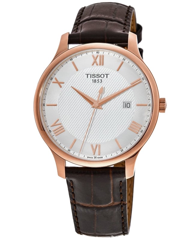 Tissot T-Classic Tradition Silver Dial Leather Strap Men's Watch T063.610.36.038.00