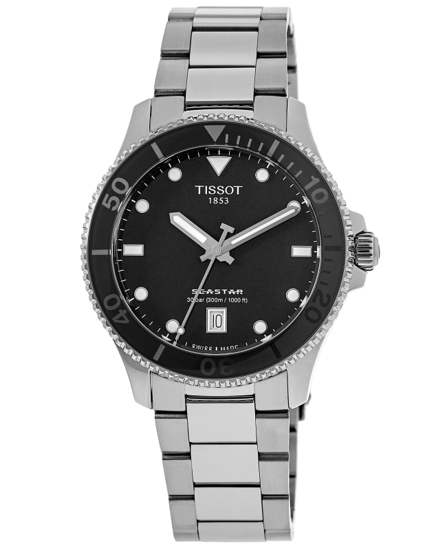 TISSOT Seastar 腕時計(クォーツ) T120210A　黒 Tissot Women's Seastar 1000 Silver 30ATM Sapphire 36mm Black Dial