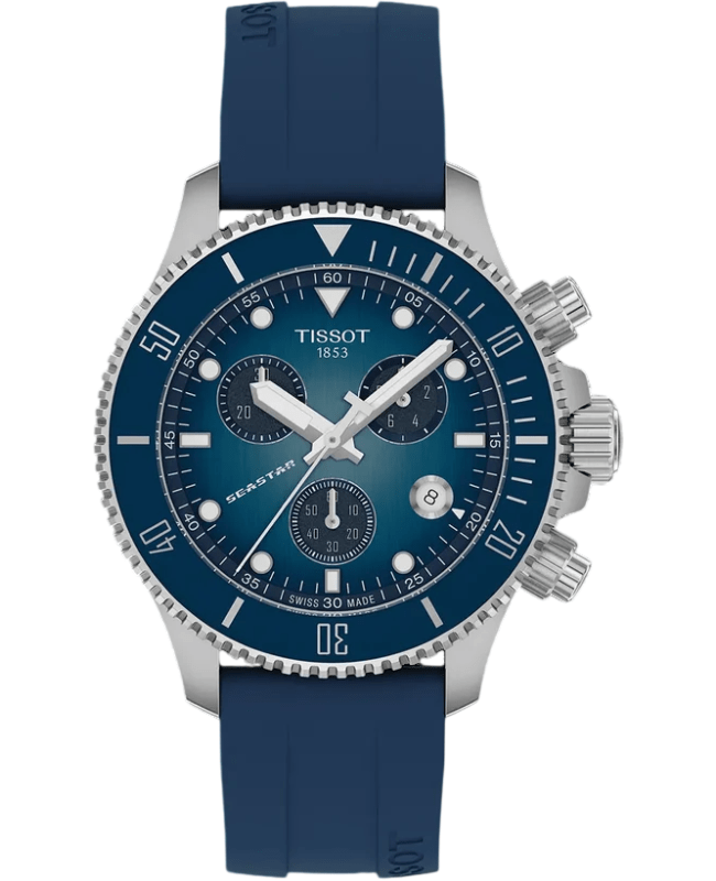 Tissot Seastar 1000 Chronograph 38mm Blue Dial Silicone Strap Men's Watch T120.217.17.041.00