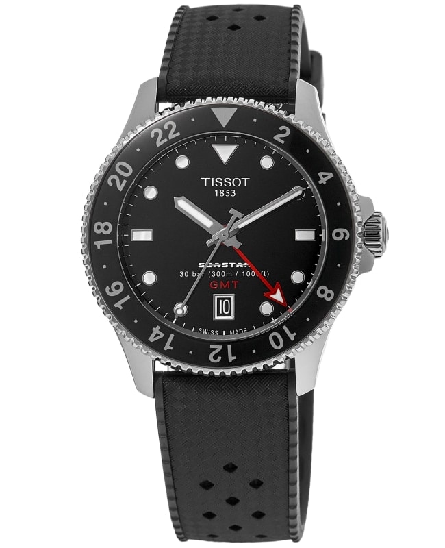 Tissot Seastar 1000 Quartz GMT Black Dial Rubber Strap Men's Watch T120.852.17.051.00