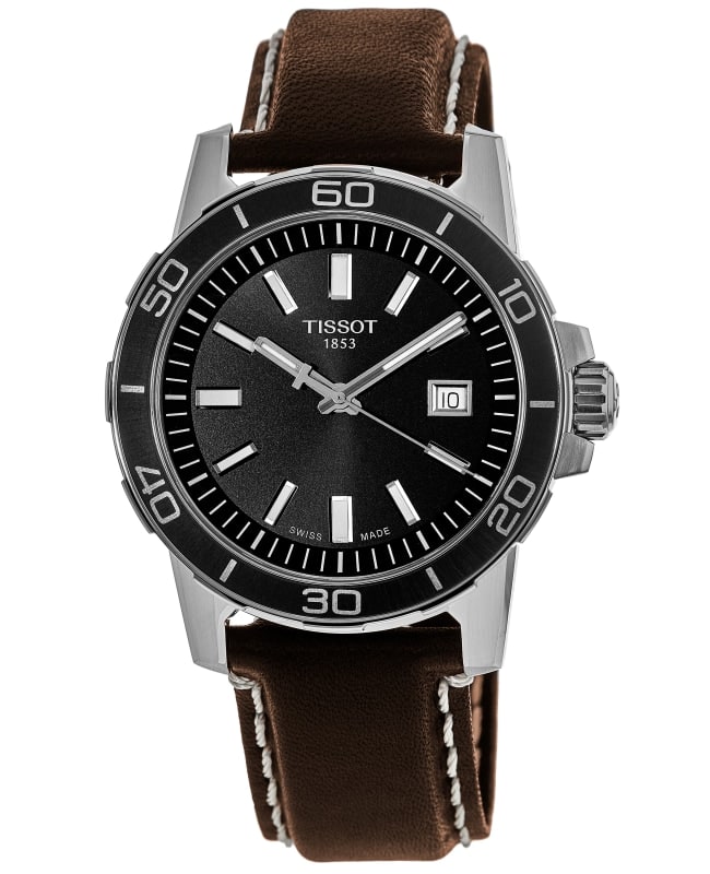 Tissot Supersport Gent Black Dial Leather Strap Men's Watch T125.610.16.051.00