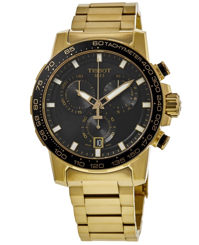 Tissot Supersport Chrono Black Dial Gold PVD Coated Stainless