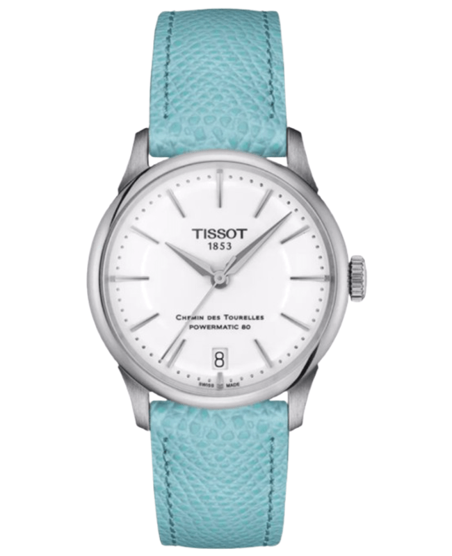 Tissot Chemin Des Tourelles Powermatic 80 34mm Automatic White Dial Leather Strap Women's Watch T139.207.16.011.00