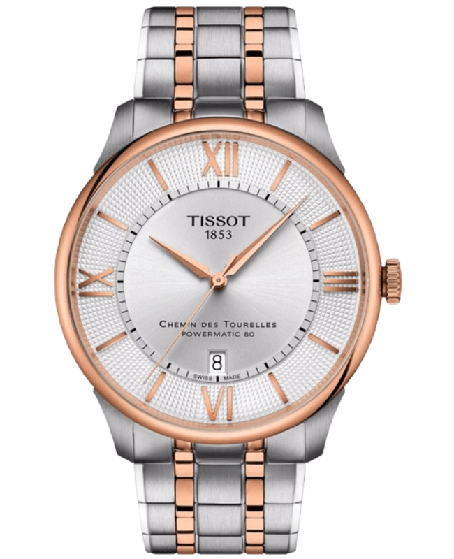 Tissot Chemin Des Tourelles Powermatic 80 42mm Automatic Silver Dial Two Tone Steel Men's Watch T139.407.22.038.00