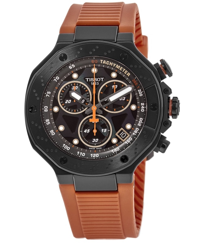 Tissot T-Race Chronograph Black Dial Orange Rubber Strap Men's Watch T141.417.37.051.02