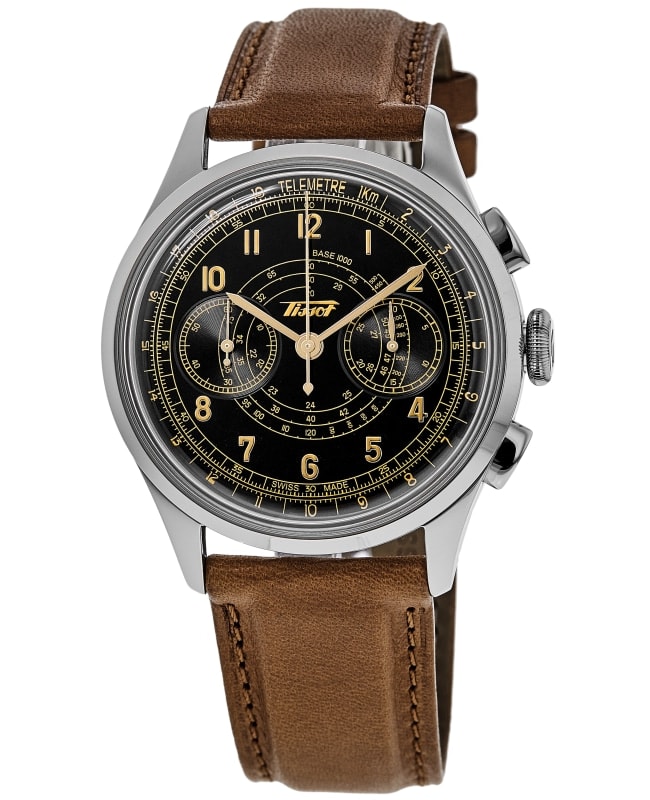 Tissot Telemeter 1938 Black Dial Leather Strap Men's Watch T142.462.16.052.00