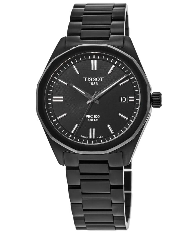 Tissot PRC100 Solar Black Dial Stainless Steel Men's Watch T151.422.33.051.00