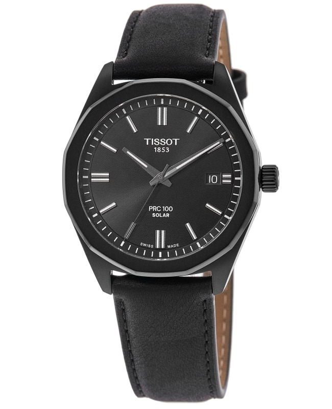 Tissot PRC100 Solar Black Dial Leather Strap Men's Watch T151.422.36.051.00