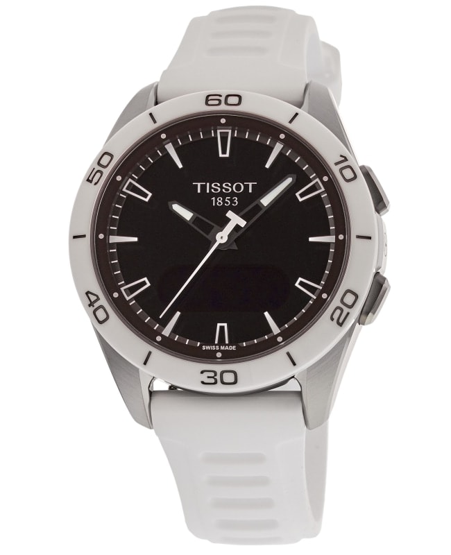 Tissot T-Touch Connect Solar Sport GMT Digital Dial Titanium White Silicone Strap Men's Watch T153.420.47.051.03