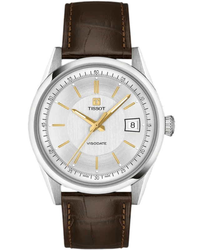 Tissot Visodate 39mm Silver Dial Leather Strap Men's Watch T157.407.16.031.00
