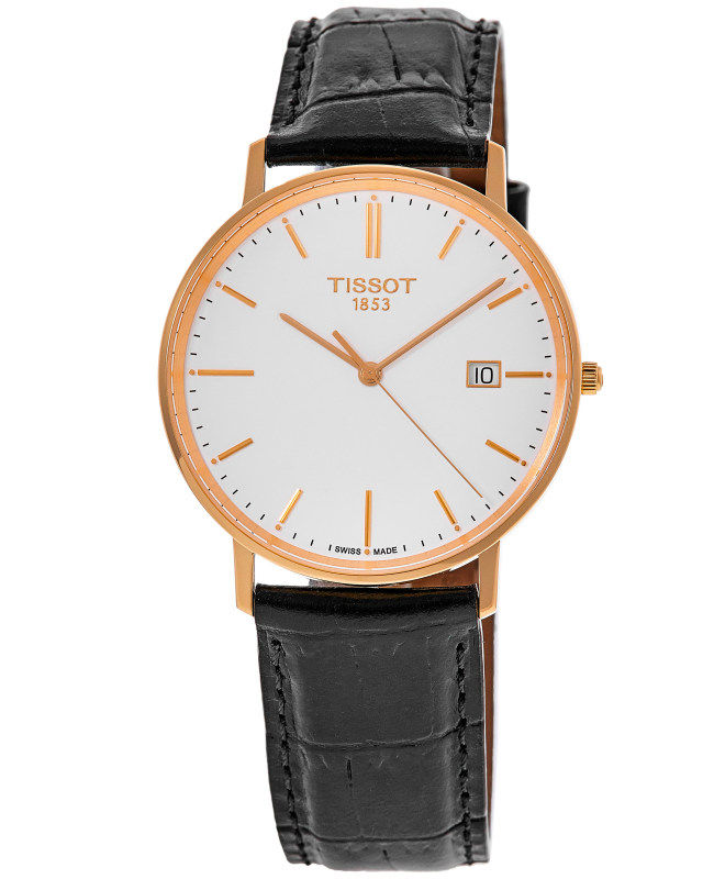 Tissot T-Gold Goldrun 18kt Rose Gold White Dial Leather Strap Men's Watch T922.410.76.011.00