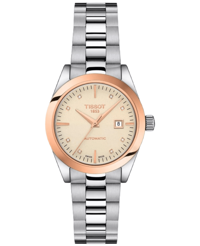 Tissot T-My Lady Automatic Cream Diamond Dial 18K Rose Gold Bezel Steel Women's Watch T930.007.41.266.00