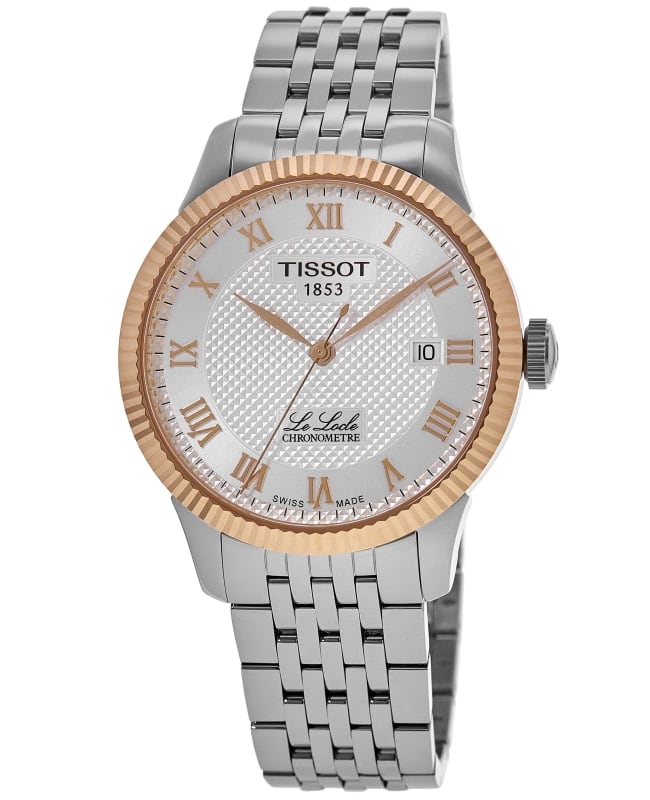 Tissot Le Locle Powermatic 80 Automatic Silver Dial Steel 18K Rose Gold Bezel Men's Watch T932.408.41.033.00