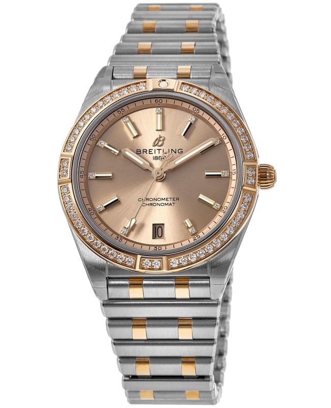 Breitling Chronomat Automatic 36 Diamond Copper Dial Rose Gold and Stainless Steel Women's Watch U10380591K1U1