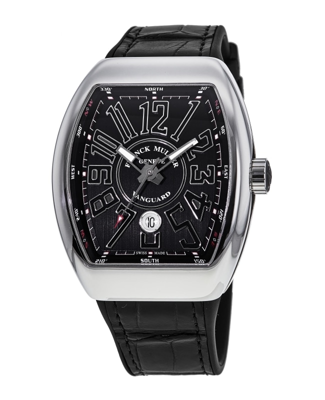 Franck Muller Vanguard Classical Black Dial Leather Strap Men's Watch V 41 SC DT (NR) AC V 41 SC DT (NR) AC
