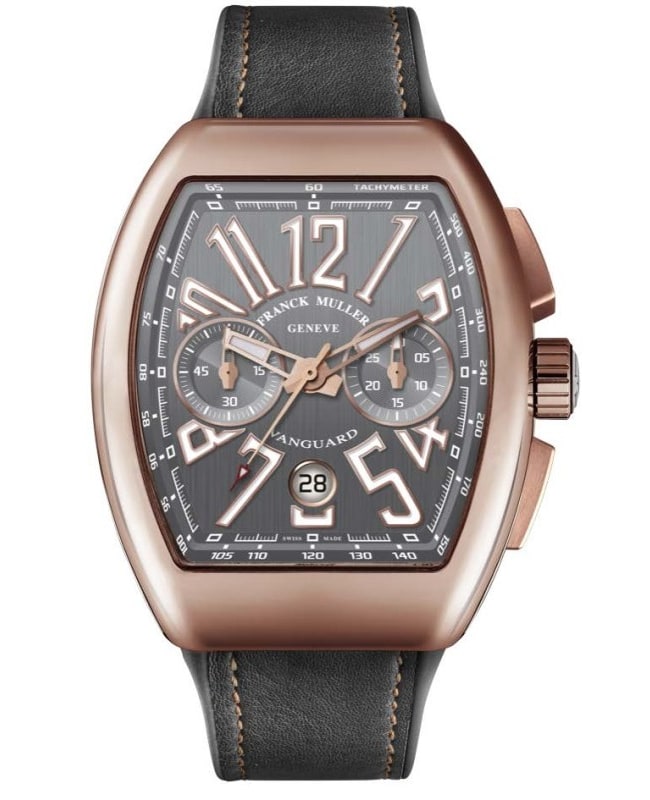 Franck Muller Vanguard Grey Chronograph Dial 18k Rose Gold Leather Strap Men's Watch V 45 CC DT (TT) 5N V 45 CC DT (TT) 5N