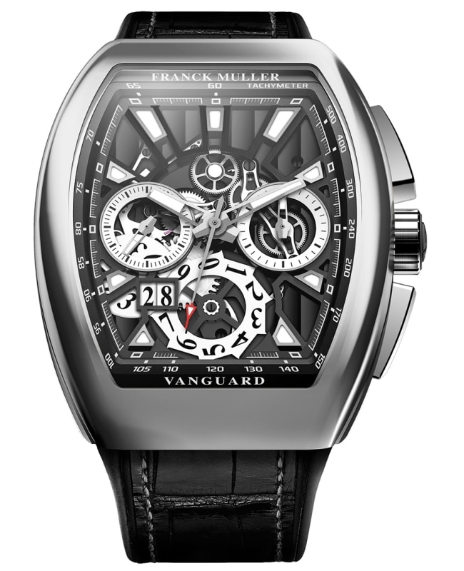 Franck Muller Vanguard Skeleton Dial Leather Strap Men's Watch V 45 CC GD SQT AC