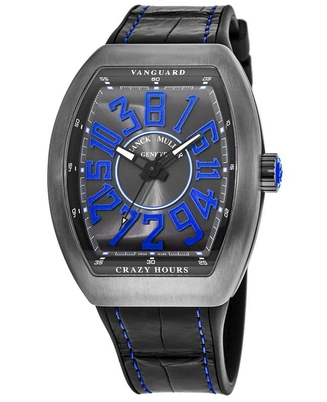Franck Muller Vanguard Crazy Hours Blue Titanium Case Leather Strap Unisex Watch V 45 CH TT BR (BL)