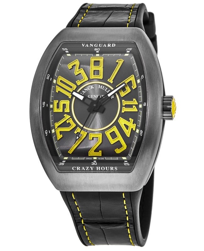 Franck Muller Vanguard Crazy Hours Yellow Titanium Case Men's Watch V 45 CH TT BR (JA)
