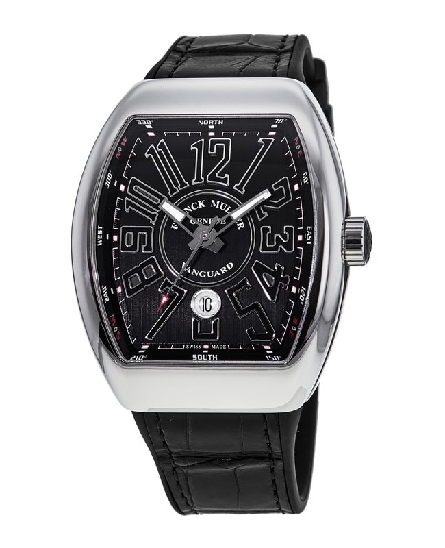 Franck Muller Vanguard Automatic Black Dial Leather Strap Men's Watch V 45 SC DT AC NR V 45 SC DT AC NR
