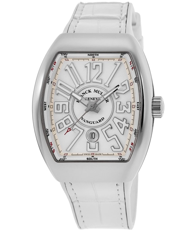 Franck Muller Vanguard Classical Automatic White Dial Leather Strap Men's Watch V 45 SC DT (BC) AC