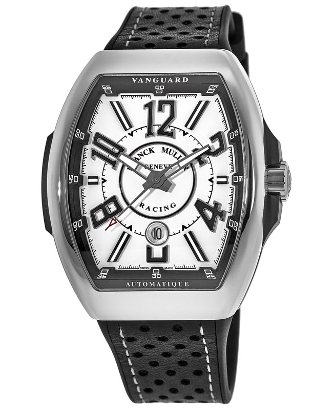 Franck Muller Vanguard Racing Automatic White Dial Rubber & Leather Strap Men's Watch V 45 SC DT RCG AC (NR)