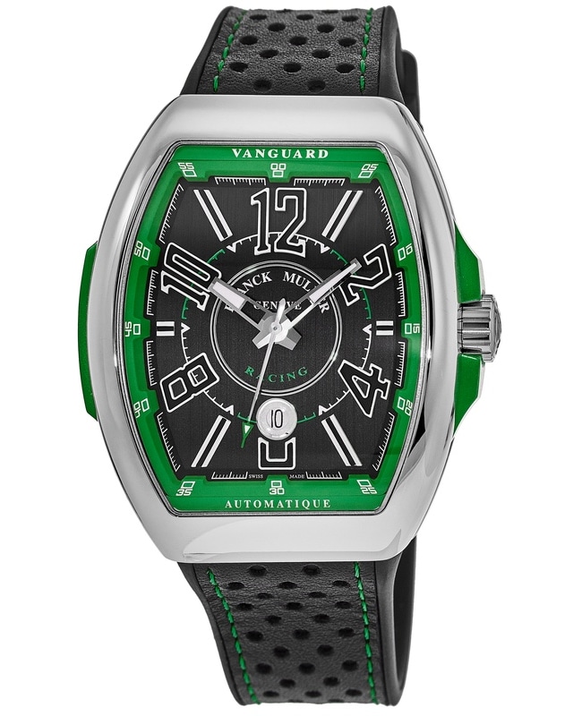 Franck Muller Vanguard Racing Black Dial Rubber & Leather Strap Men's Watch V 45 SC DT RCG (VR) AC
