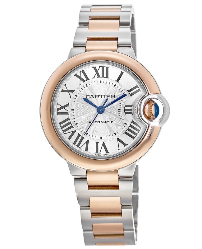 Cartier Ballon Bleu 36mm 18kt Rose Gold  Steel Womens Watch W2BB0033 W2BB0033