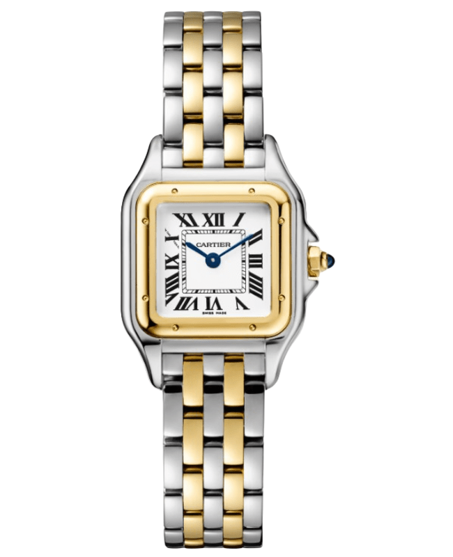 Cartier Panthere de Cartier Small Quartz Silver Dial 18K Yellow Gold Bezel Steel Women's Watch W2PN0013