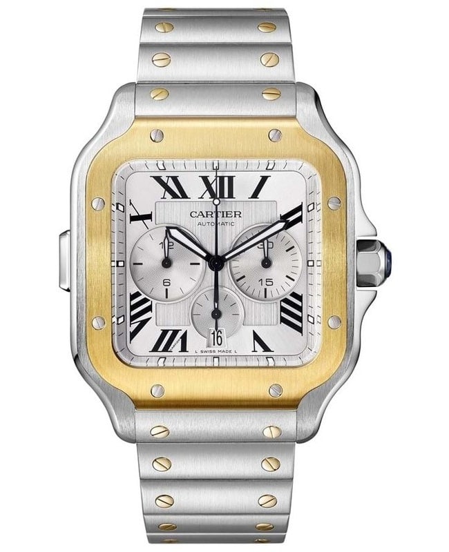 Cartier Santos De Cartier Chronograph Steel and Yellow Gold Men's Watch W2SA0008