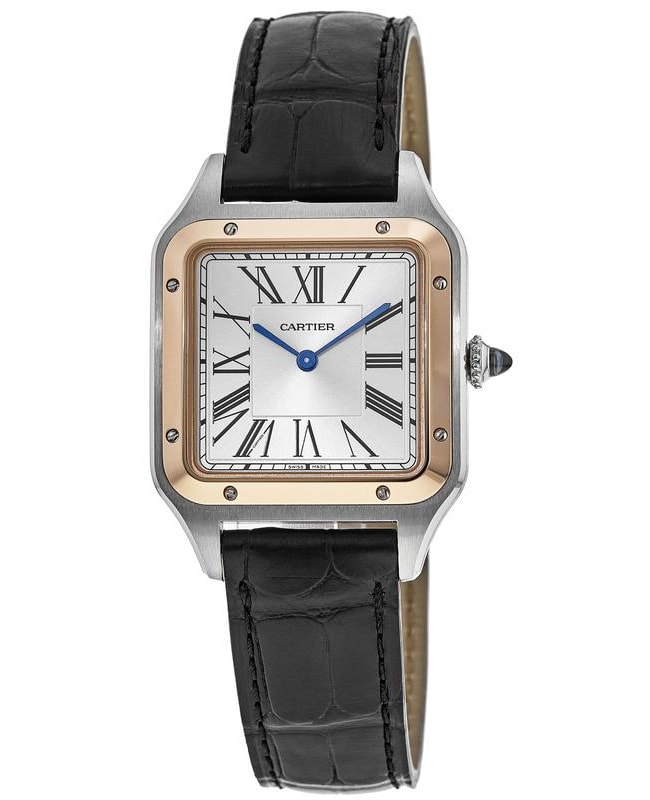 Cartier Santos Dumont Large Steel Leather Strap  Men's Watch W2SA0011