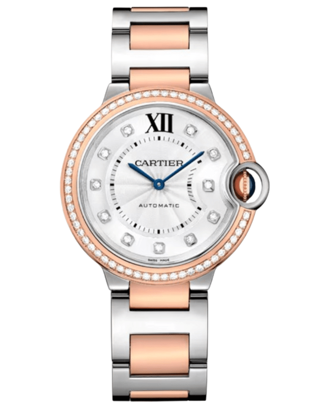 Cartier Ballon Bleu de Cartier Medium Automatic Silver Dial 18K Rose Gold Diamond Bezel Steel Womens Watch W3BB0024 W3BB0024 Cartier Ballon Bleu de Cartier Medium Automatic Silver Dial 18K Rose Gold Diamond Bezel Steel Womens Watch W3BB0024 W3BB0024