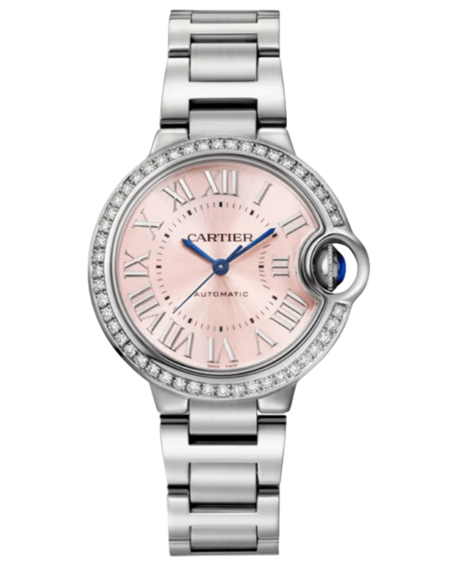 Cartier Ballon Bleu de Cartier Automatic Pink Dial Diamond Bezel Womens Watch W4BB0037 W4BB0037