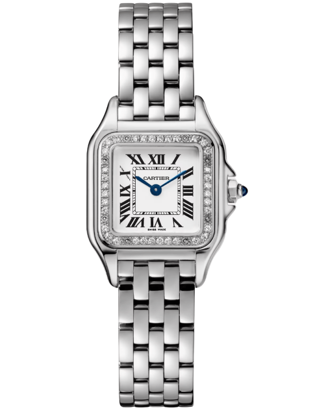 Cartier Panthere de Cartier Small Silver Dial Diamond Bezel Stainless Steel Women's Watch W4PN0016