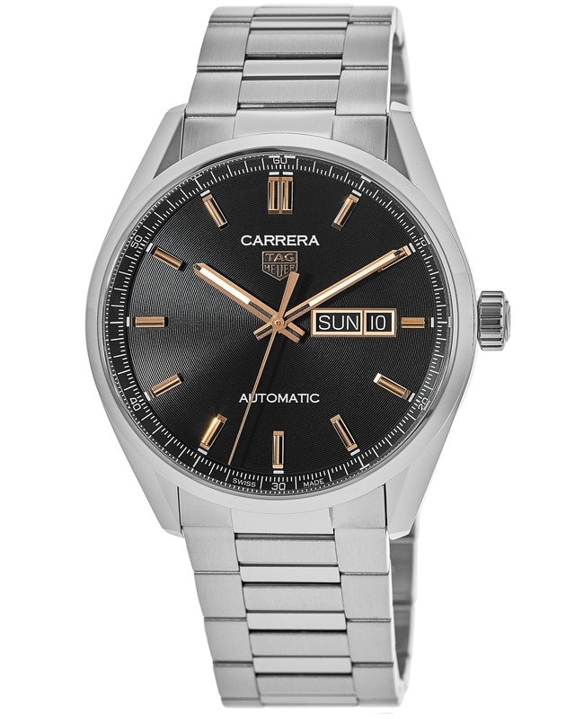 Tag Heuer Carrera Calibre 5 Day-Date Black & Gold Dial Steel Men's ...