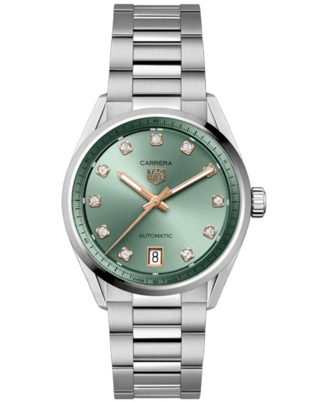 Tag Heuer Carrera Date Automatic Green Diamond Dial Stainless Steel Women's Watch WBN2317.BA0001