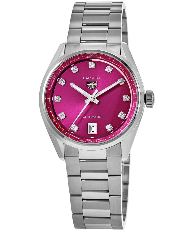 Tag Heuer Carrera Date Automatic Pink Diamond Dial Stainless Steel Women's Watch WBN2318.BA0001