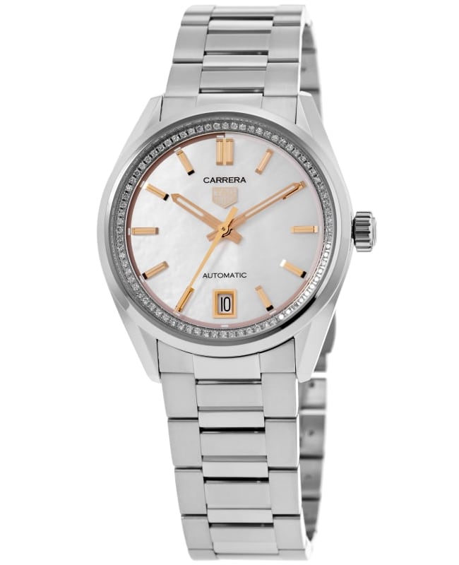 Tag Heuer Carrera Date Automatic Mother of Pearl Diamond Dial Steel Women's Watch WBN231C.BA0001