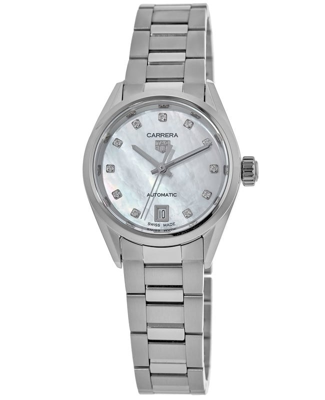 Tag Heuer Carrera Date Automatic Mother of Pearl Diamond Dial Steel Women's Watch WBN2412.BA0621