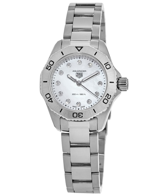 Tag Heuer Aquaracer Quartz White Mother of Pearl Diamond Dial Steel Women's Watch WBP1416.BA0622