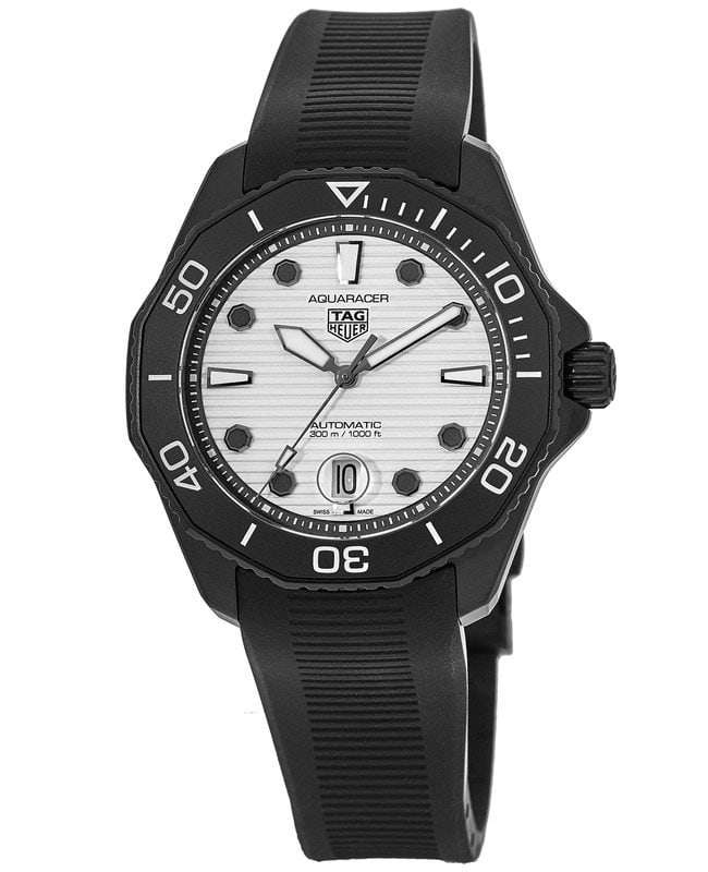Tag Heuer Aquaracer Professional 300 Date Automatic White Dial Rubber Strap Men's Watch WBP201D.FT6197