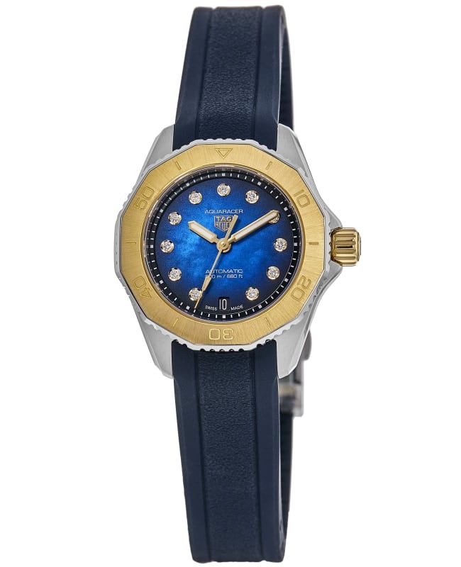 Tag Heuer Aquaracer Professional 200 Automatic Blue Diamond Dial Rubber Strap Women's Watch WBP2450.FT6215