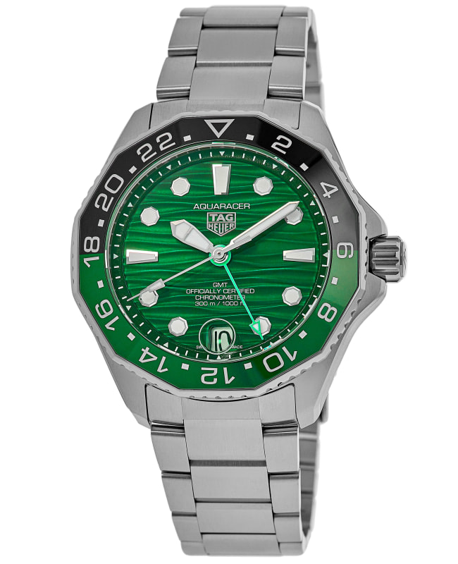 Tag Heuer Aquaracer Professional 300 GMT Automatic Green Dial Steel Mens Watch WBP5115BA0013 WBP5115BA0013